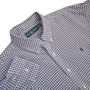 Ralph Lauren Men's Cotton Purple Gingham Checked Button Down Sz XL